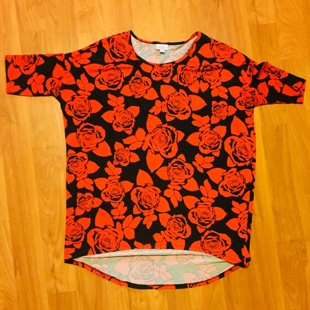 LulaRoe Irma Medium Red & Black Rose Valentines